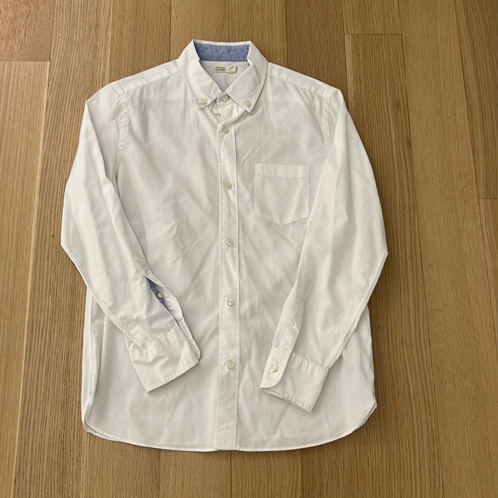 J Crew crewcuts Boys White Button Down Shirt with Blue Details - Size 12